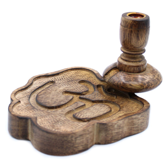 Sm Mango Wood Backflow Burner - Ohm feature a beautifully carved design perfect for enhancing your home fragrance experience. Ideal as a Christmas Gift for those who love aromatic scents.