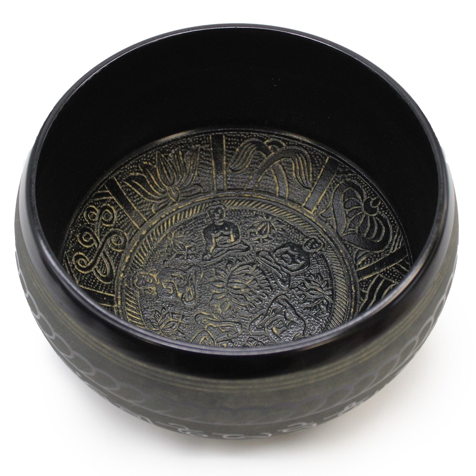Interior view of the Extra Loud Five Buddha Singing Bowl showing detailed engravings, ideal for mindfulness practices. Great choice for {{scent}} {{product_type}} – Christmas Gift Home Fragrance.