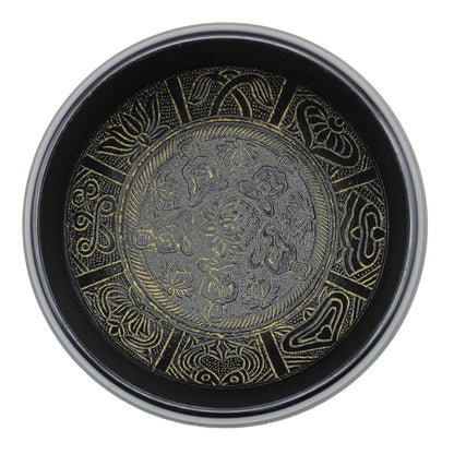 Top-down view of the Extra Loud Five Buddha Singing Bowl, highlighting its ornate designs and space for sound therapy. A wonderful {{scent}} {{product_type}} – Christmas Gift Home Fragrance.
