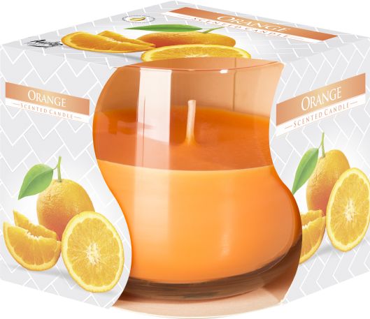 Orange Scented Candle in Glass Jar â€“ Ideal Christmas Gift featuring a cheerful orange colour and fresh orange slices, perfect for creating a festive atmosphere. This delightful home fragrance is a great choice for gifting during the holiday season.