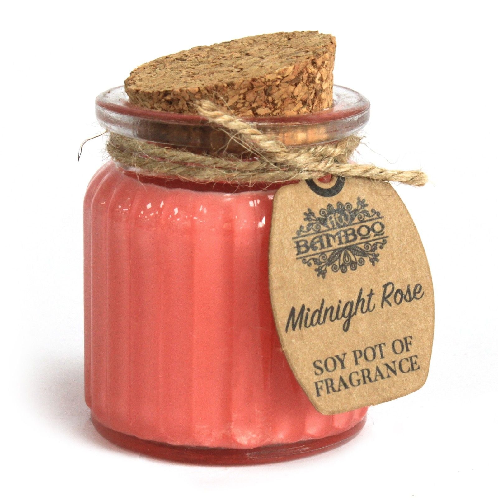 The beautiful Midnight Rose Soy Candle in Glass Jar design, featuring a cork lid, making it an elegant Eco-Friendly Gift and ideal for Christmas Gift Home Fragrance.