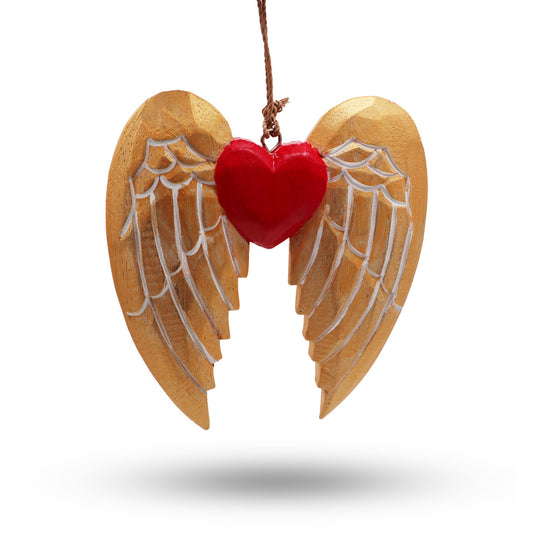Gold Xmas Angel Wing & Heart - white detail, a stunning piece among our selection of christmas angel decorations, perfect for enhancing your holiday decor.