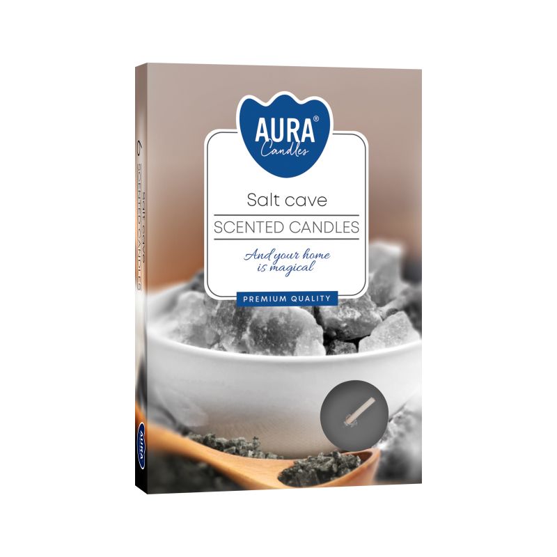 Set of 6 Salt Cave Scented Tealights – Ideal for Home Décor, featuring premium quality salt cave scented candles that create a warm ambience, perfect as a Christmas gift home fragrance.