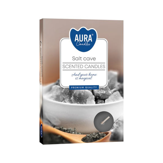 Set of 6 Salt Cave Scented Tealights â€“ Ideal for Home DÃ©cor, featuring premium quality salt cave scented candles that create a warm ambience, perfect as a Christmas gift home fragrance.