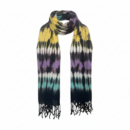 Colourful Boho Multicolour Striped Art Stole Scarf 62x200cm, showcasing vibrant stripes, ideal boho multicolour scarf for stylish layering.