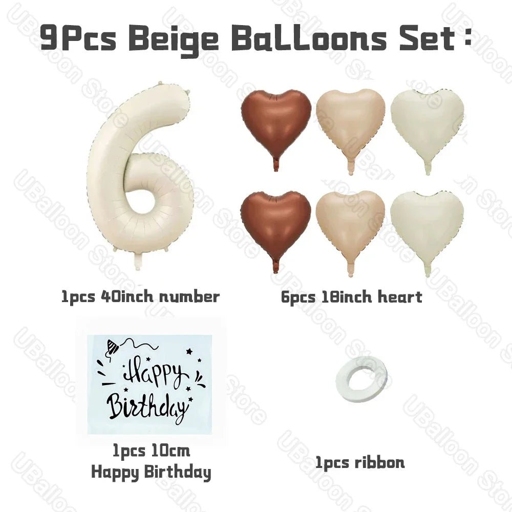 Beige Birthday Balloons Set - Cake Pops Parties