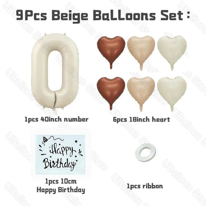 Beige Birthday Balloons Set - Cake Pops Parties