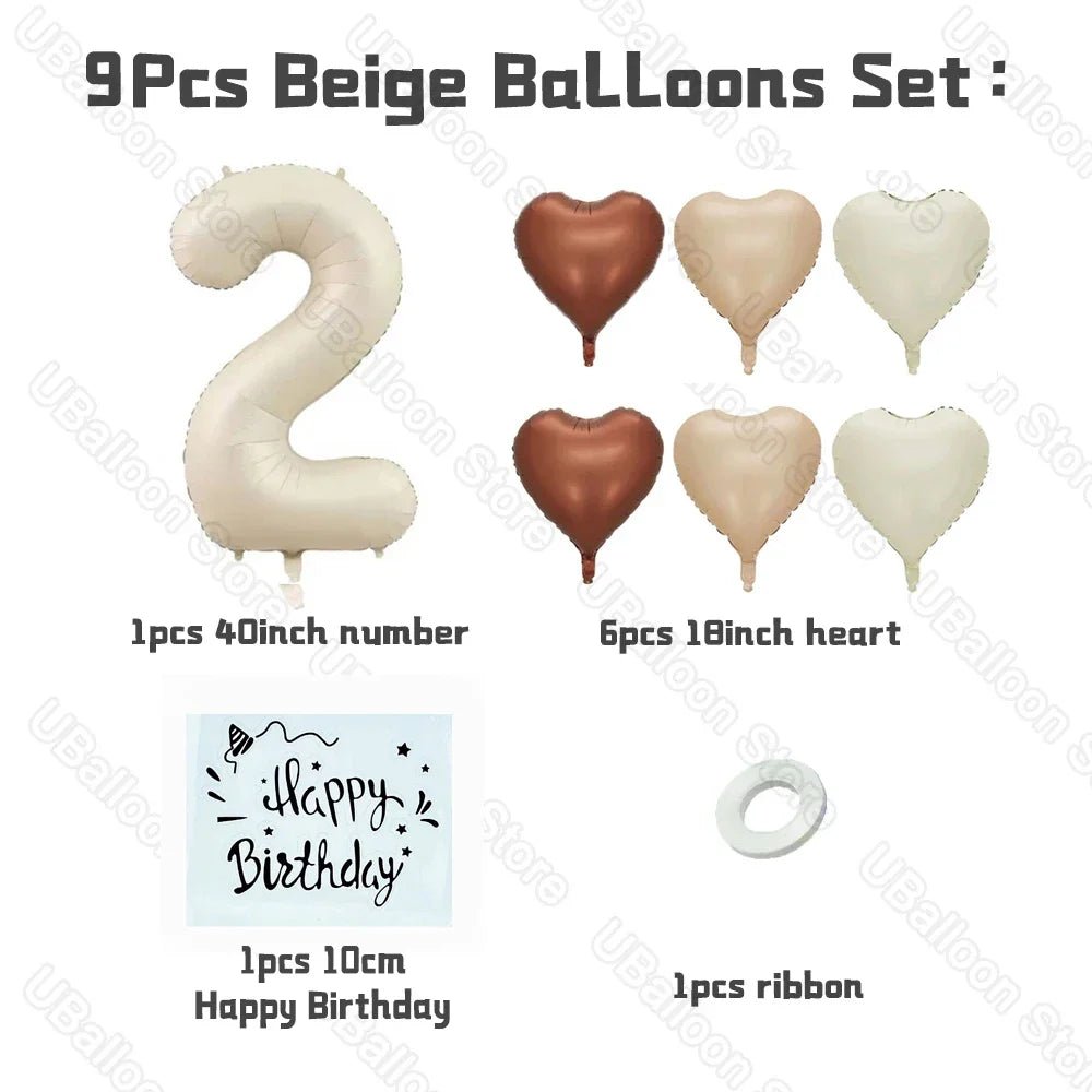 Beige Birthday Balloons Set - Cake Pops Parties