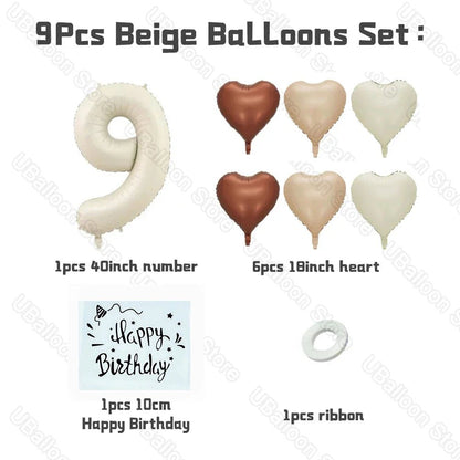 Beige Birthday Balloons Set - Cake Pops Parties