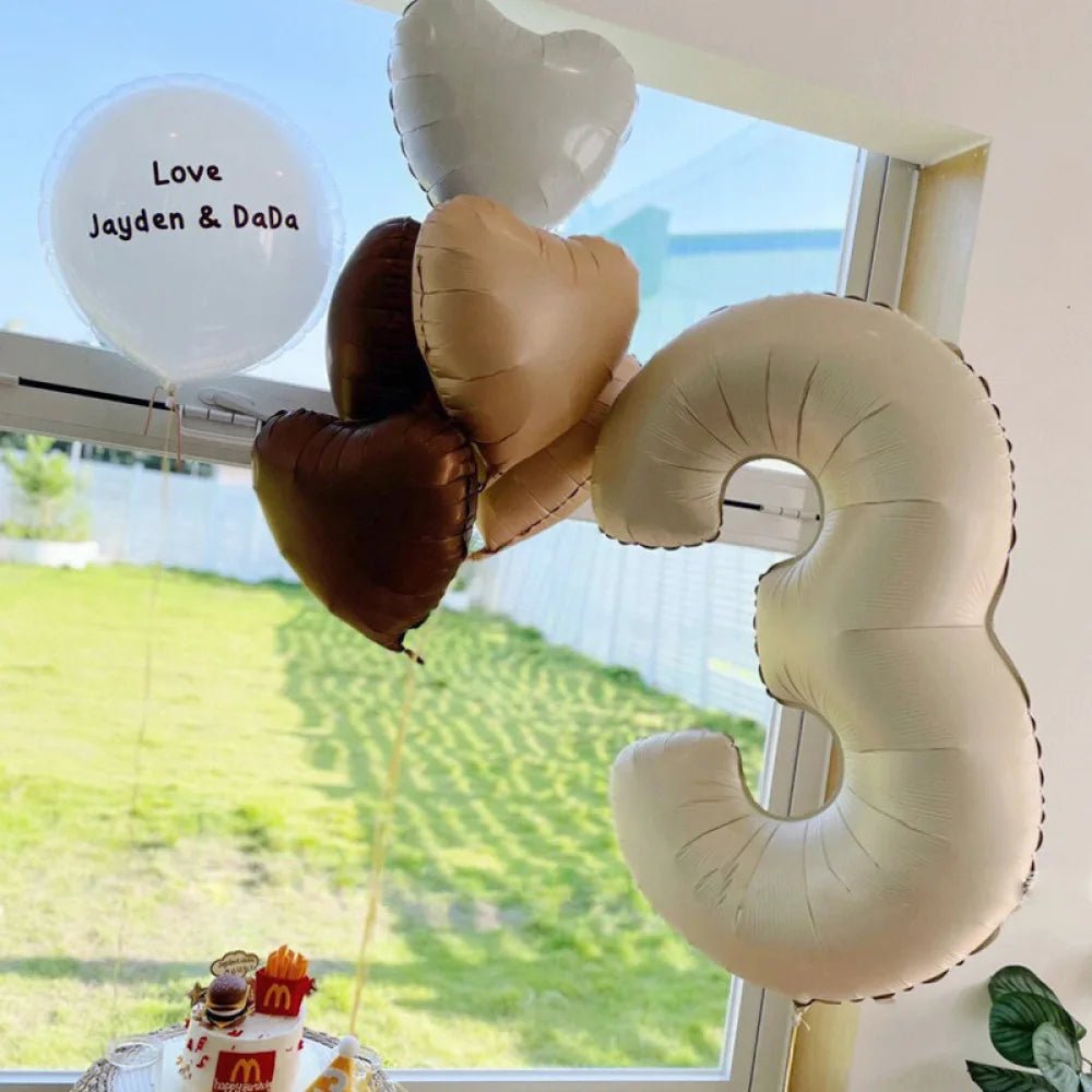 Beige Birthday Balloons Set - Cake Pops Parties