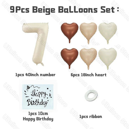 Beige Birthday Balloons Set - Cake Pops Parties