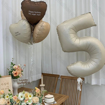 Beige Birthday Balloons Set - Cake Pops Parties