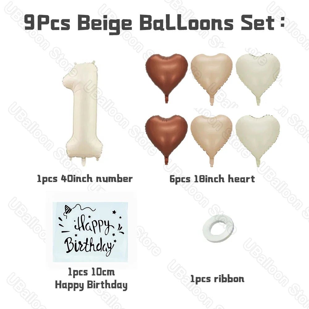 Beige Birthday Balloons Set - Cake Pops Parties