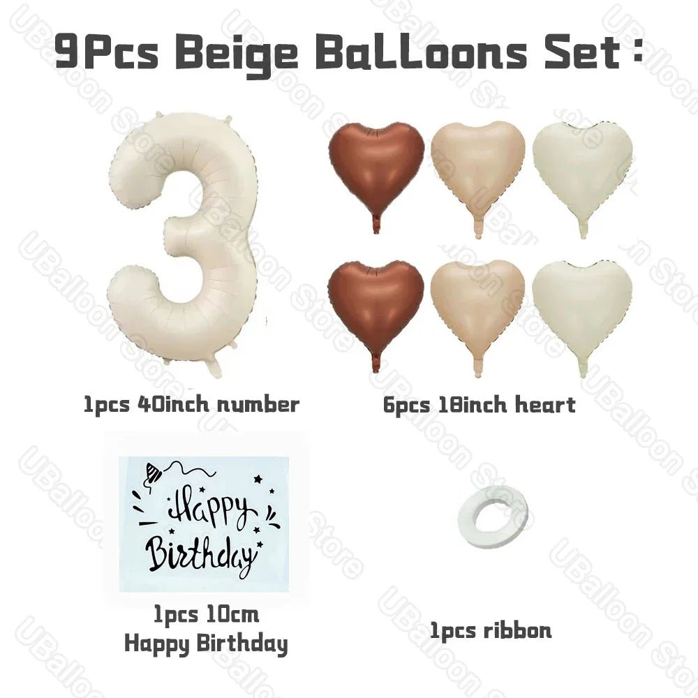 Beige Birthday Balloons Set - Cake Pops Parties