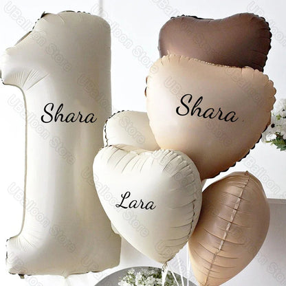 Beige Birthday Balloons Set - Cake Pops Parties
