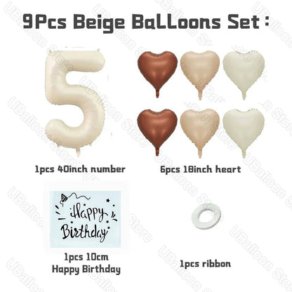 Beige Birthday Balloons Set - Cake Pops Parties
