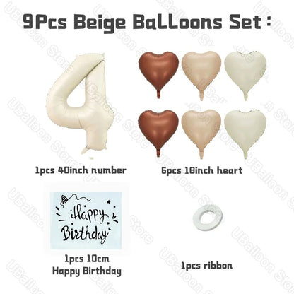 Beige Birthday Balloons Set - Cake Pops Parties