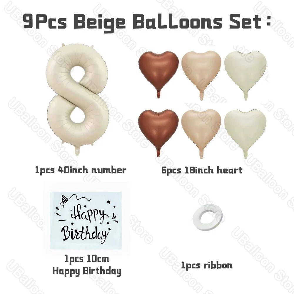 Beige Birthday Balloons Set - Cake Pops Parties