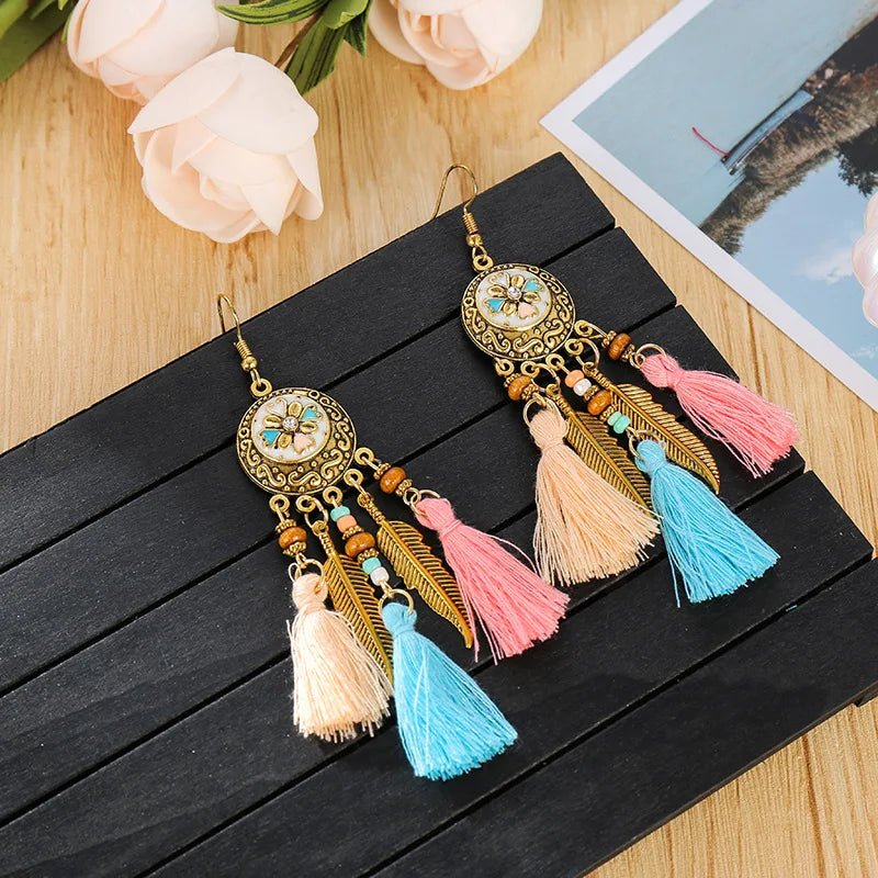 Boho Tassel Flower Summer Earrings - Cake Pops Parties