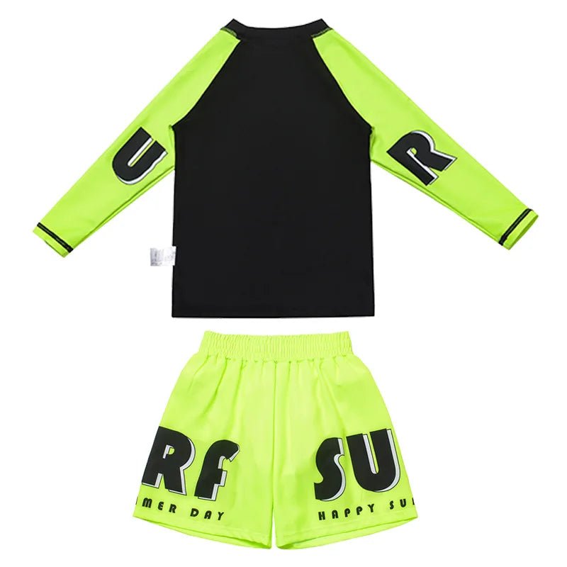 Boys 3 - Piece UPF Long Sleeve Swimsuit | Sun Protection Set with Cap - Cake Pops Parties