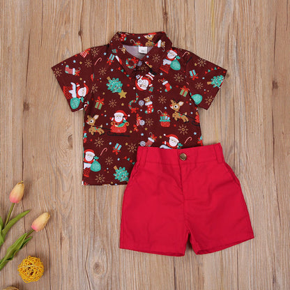 Boys Christmas Cartoon Shirt Set - Cake Pops Parties