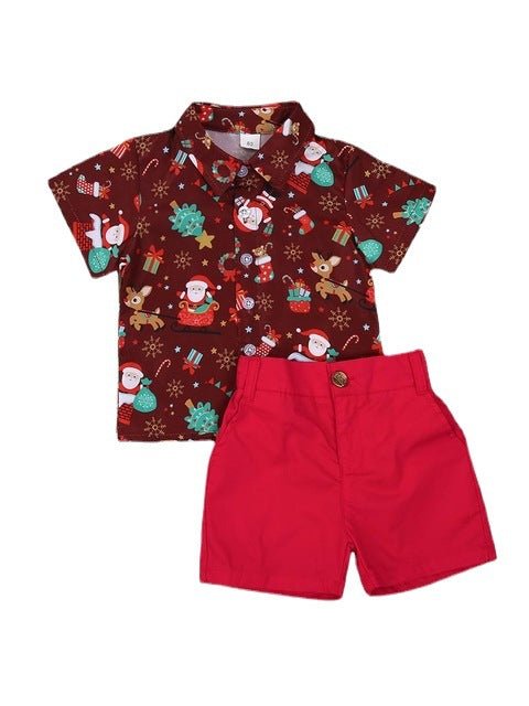 Boys Christmas Cartoon Shirt Set - Cake Pops Parties