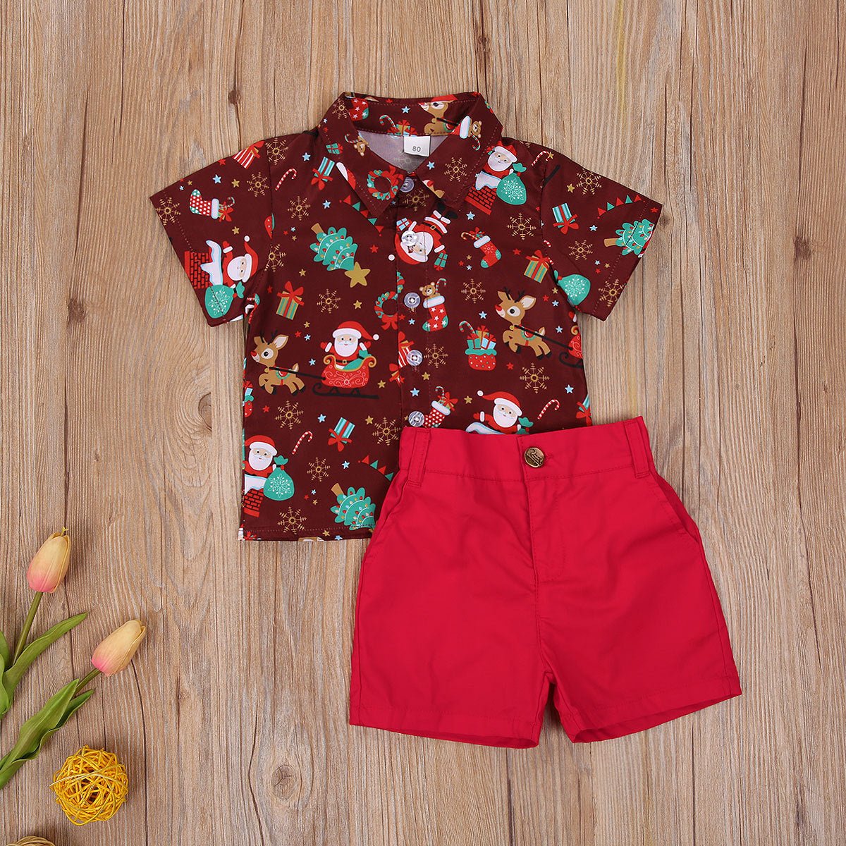 Boys Christmas Cartoon Shirt Set - Cake Pops Parties