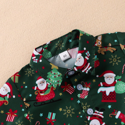 Boys Christmas Cartoon Shirt Set - Cake Pops Parties