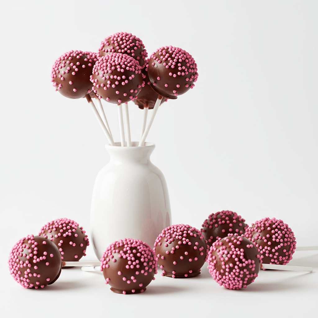 Chocolate Cake Pops With Pink Sprinkles - Cake Pops Parties