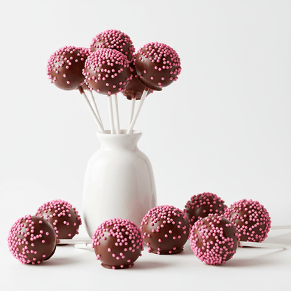 Chocolate Cake Pops With Pink Sprinkles - Cake Pops Parties