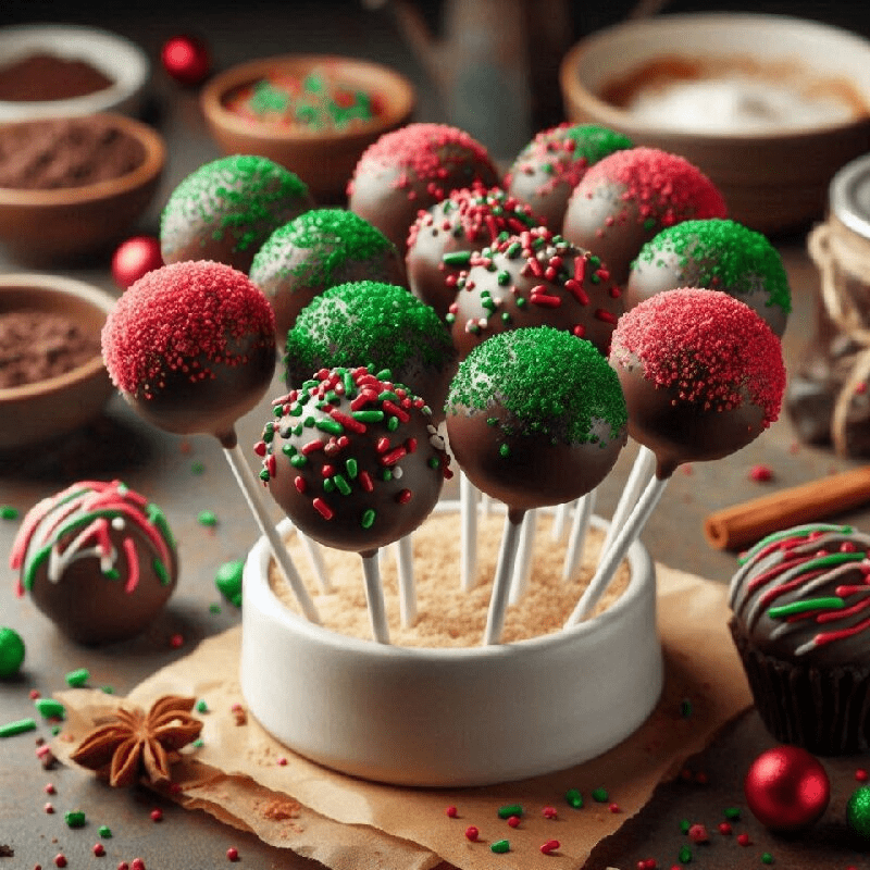  Delicious Christmas cake pops with chocolate sprinkles for festive celebrations and edible gifts
