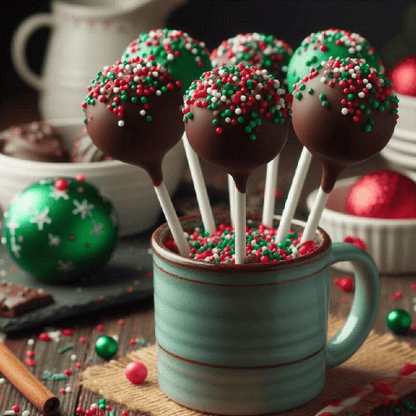 Handmade Christmas cake pops with chocolate sprinkles - festive party treats UK