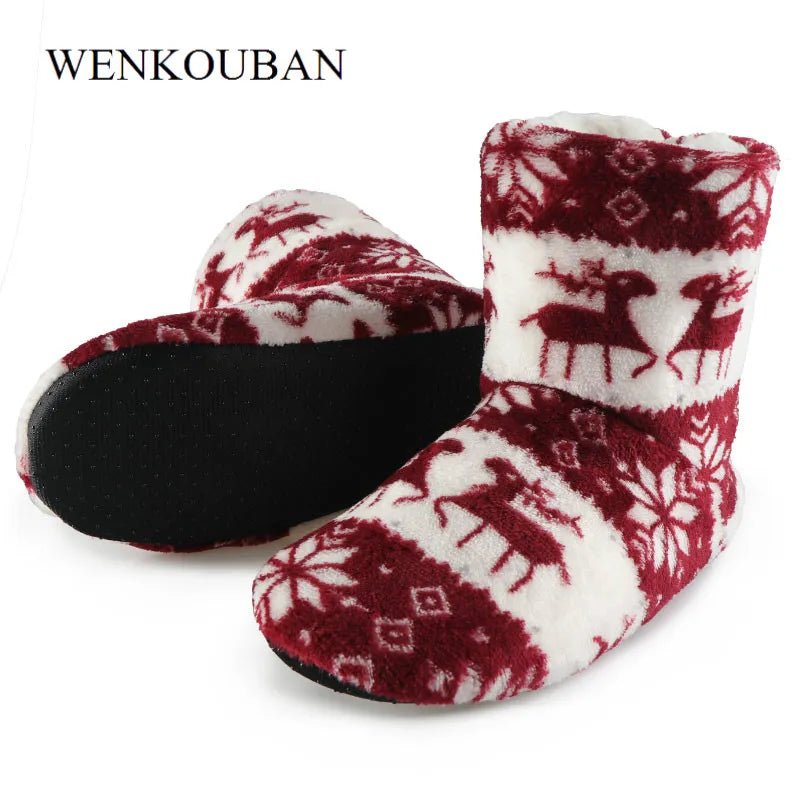 Christmas Elk Cozy Indoor Slippers - Cake Pops Parties