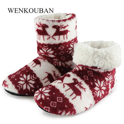 Christmas Elk Cozy Indoor Slippers - Cake Pops Parties