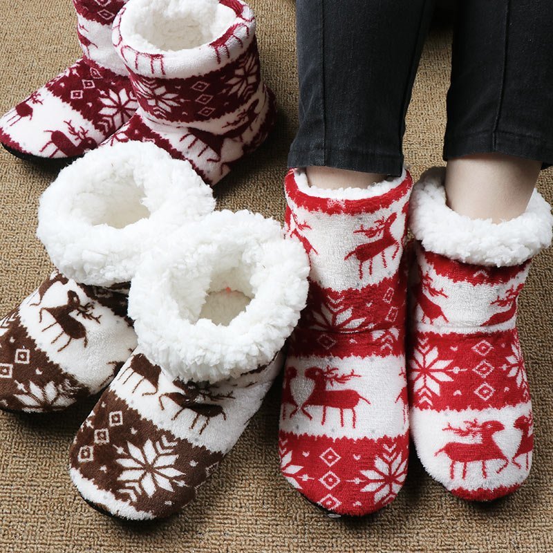 Christmas Elk Plush House Slippers - Cake Pops Parties