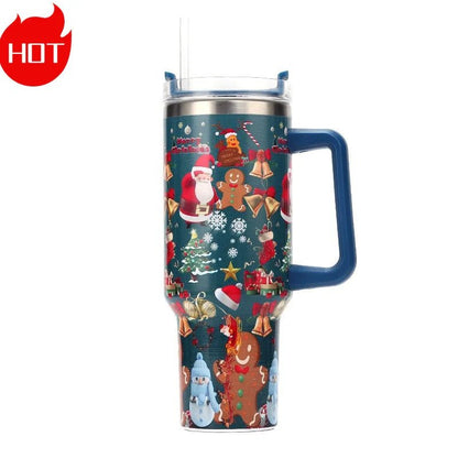 Christmas Gift 40oz Stainless Steel Thermos Tumbler with Handle - Cake Pops Parties