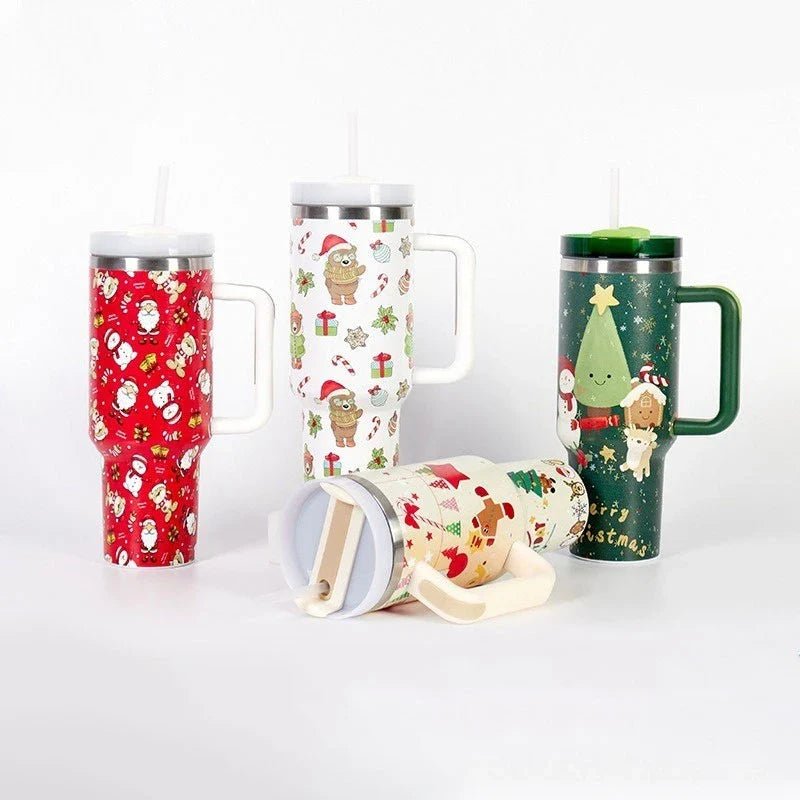 Christmas Gift 40oz Stainless Steel Thermos Tumbler with Handle - Cake Pops Parties