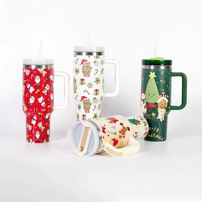 Christmas Gift 40oz Stainless Steel Thermos Tumbler with Handle - Cake Pops Parties