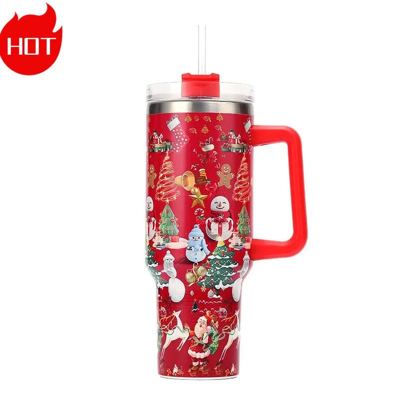 Christmas Gift 40oz Stainless Steel Thermos Tumbler with Handle - Cake Pops Parties
