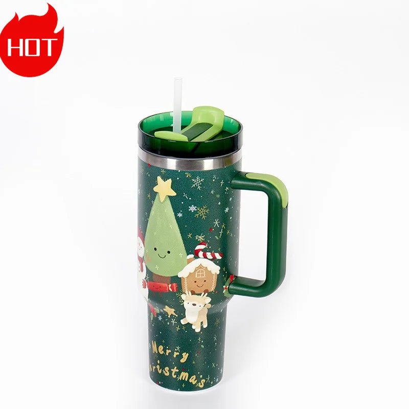 Christmas Gift 40oz Stainless Steel Thermos Tumbler with Handle - Cake Pops Parties