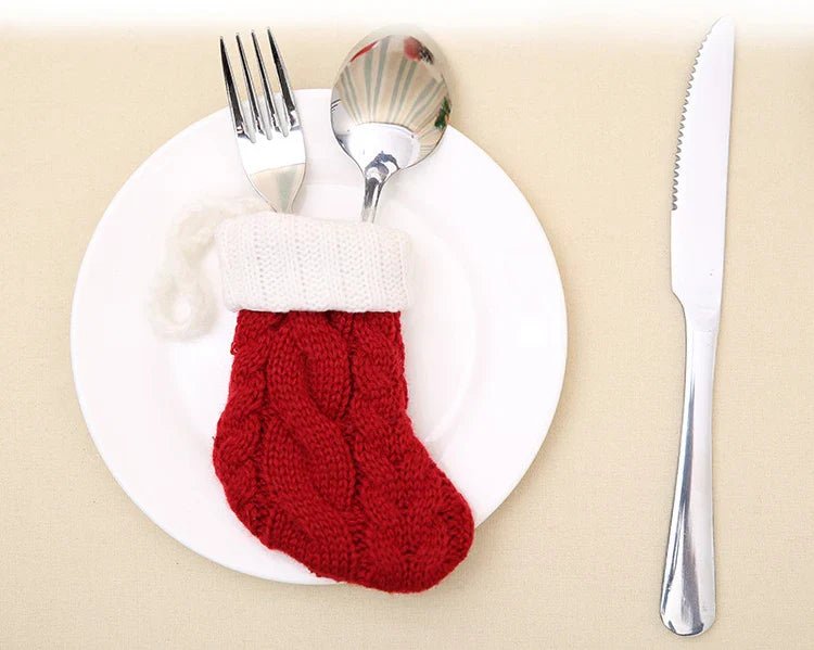 Christmas Knit Socks Cutlery Holders 8pcs - Cake Pops Parties