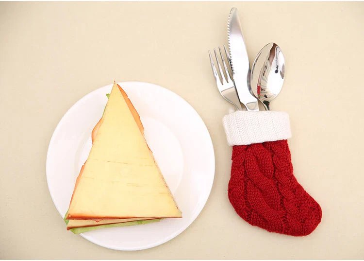Christmas Knit Socks Cutlery Holders 8pcs - Cake Pops Parties