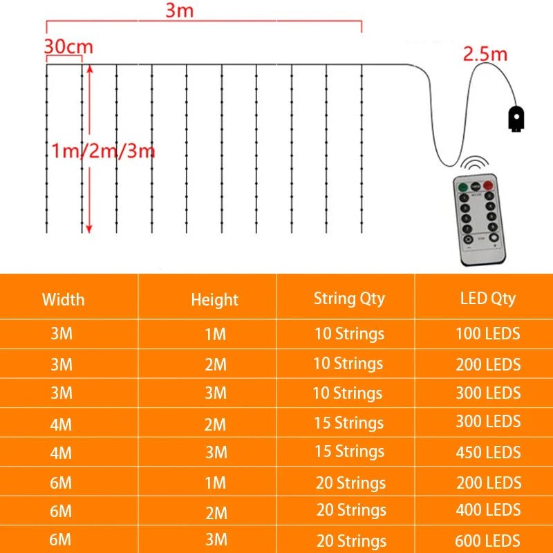 Christmas LED Curtain String Lights - Cake Pops Parties