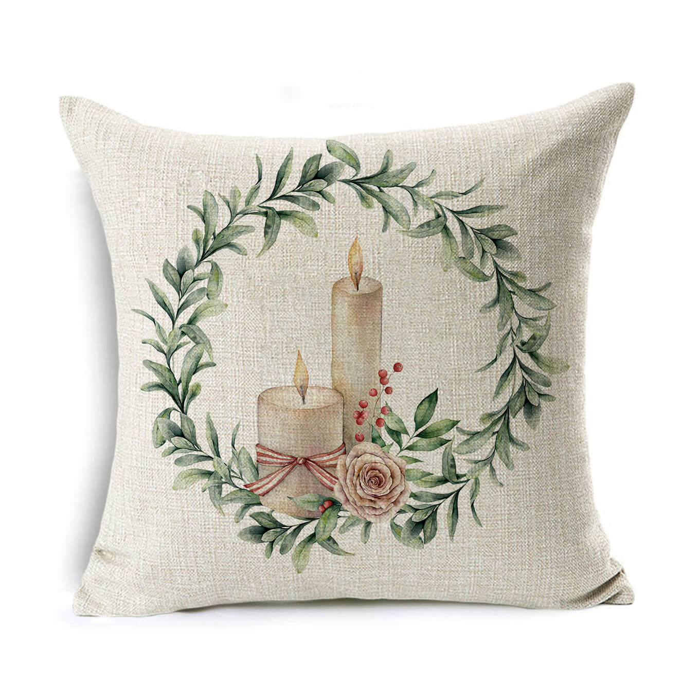 Christmas Linen Wreath Pillowcase - Cake Pops Parties