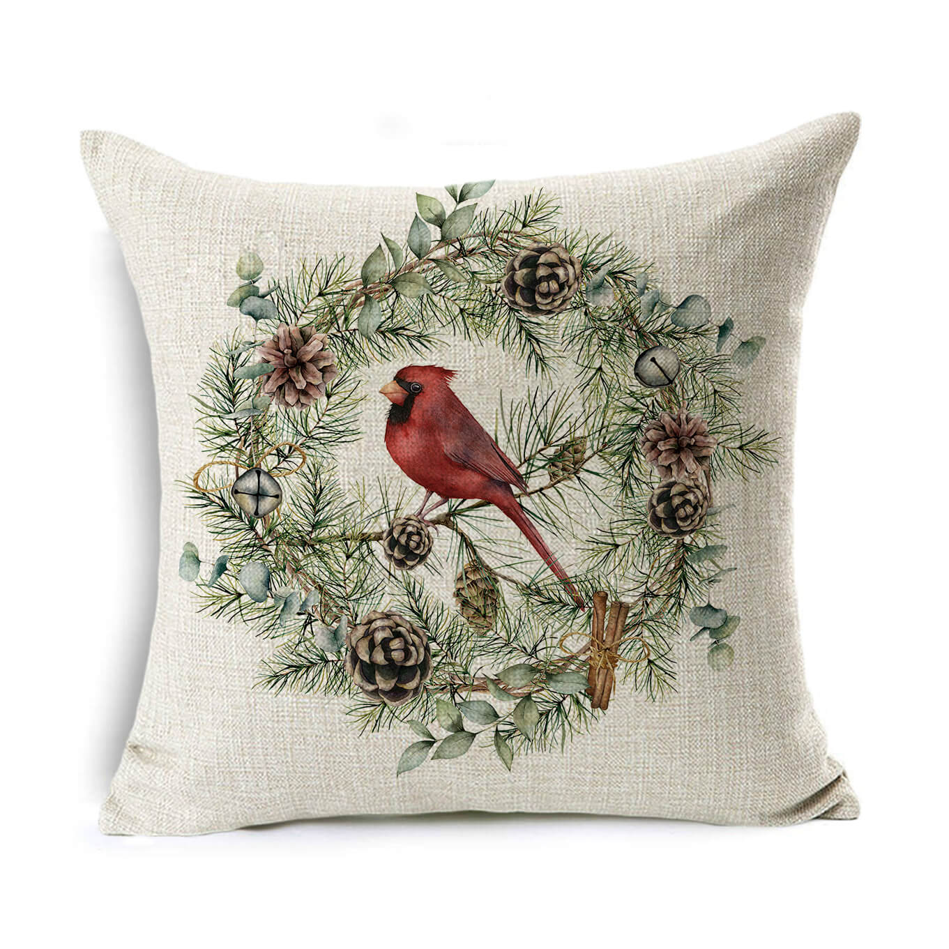 Christmas Linen Wreath Pillowcase - Cake Pops Parties