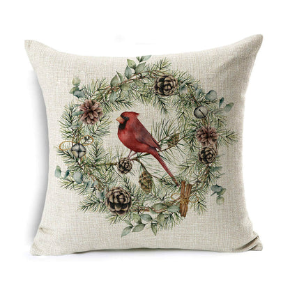 Christmas Linen Wreath Pillowcase - Cake Pops Parties