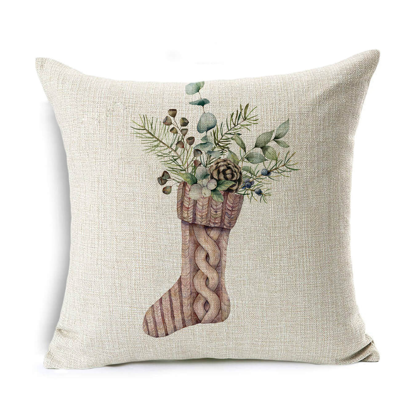 Christmas Linen Wreath Pillowcase - Cake Pops Parties