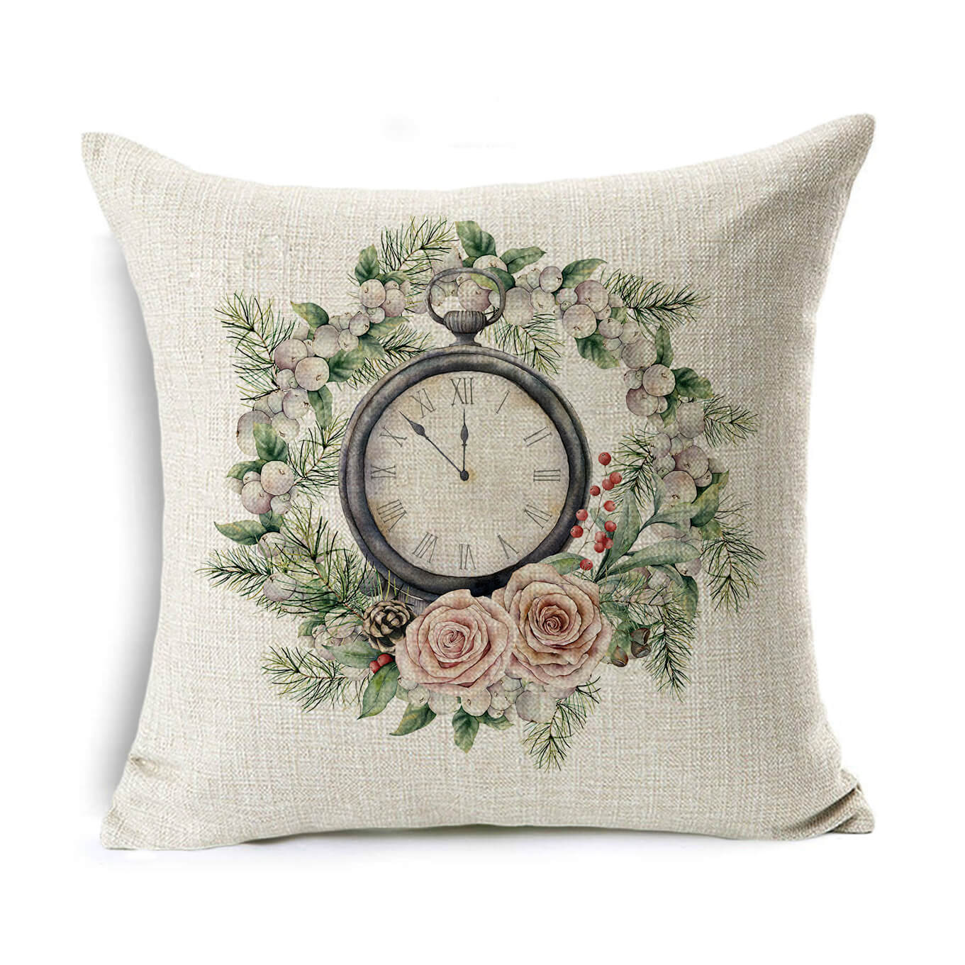 Christmas Linen Wreath Pillowcase - Cake Pops Parties