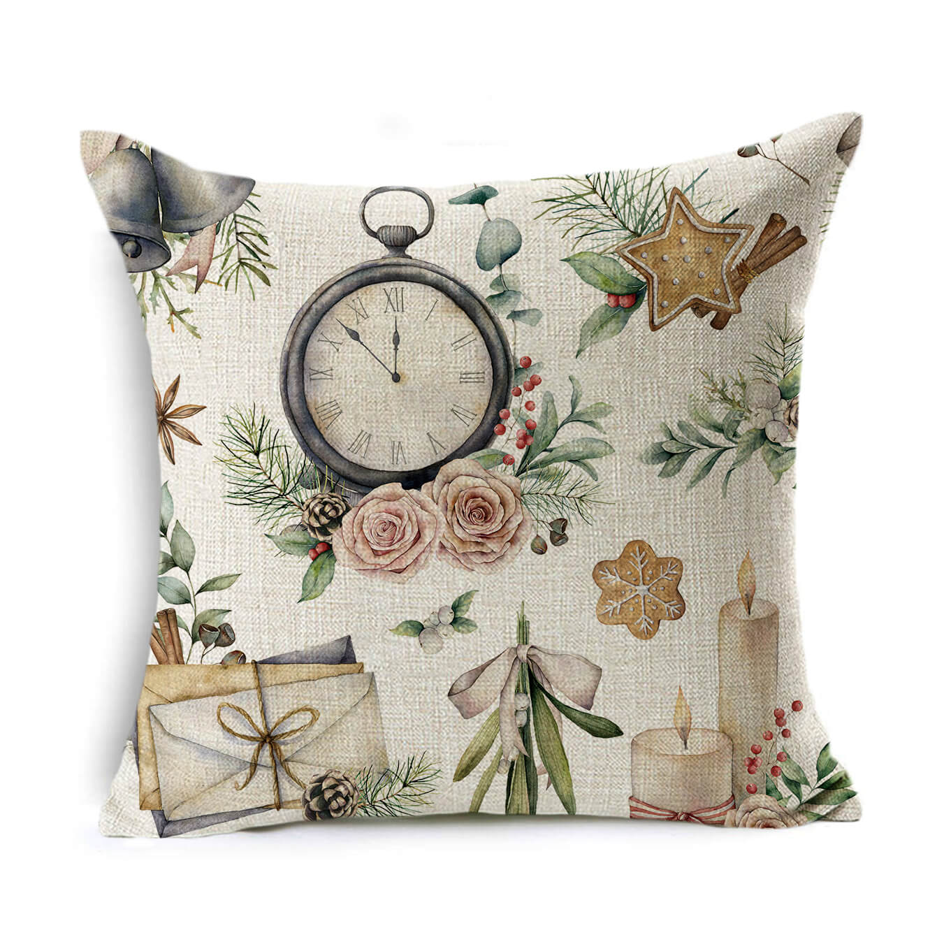 Christmas Linen Wreath Pillowcase - Cake Pops Parties
