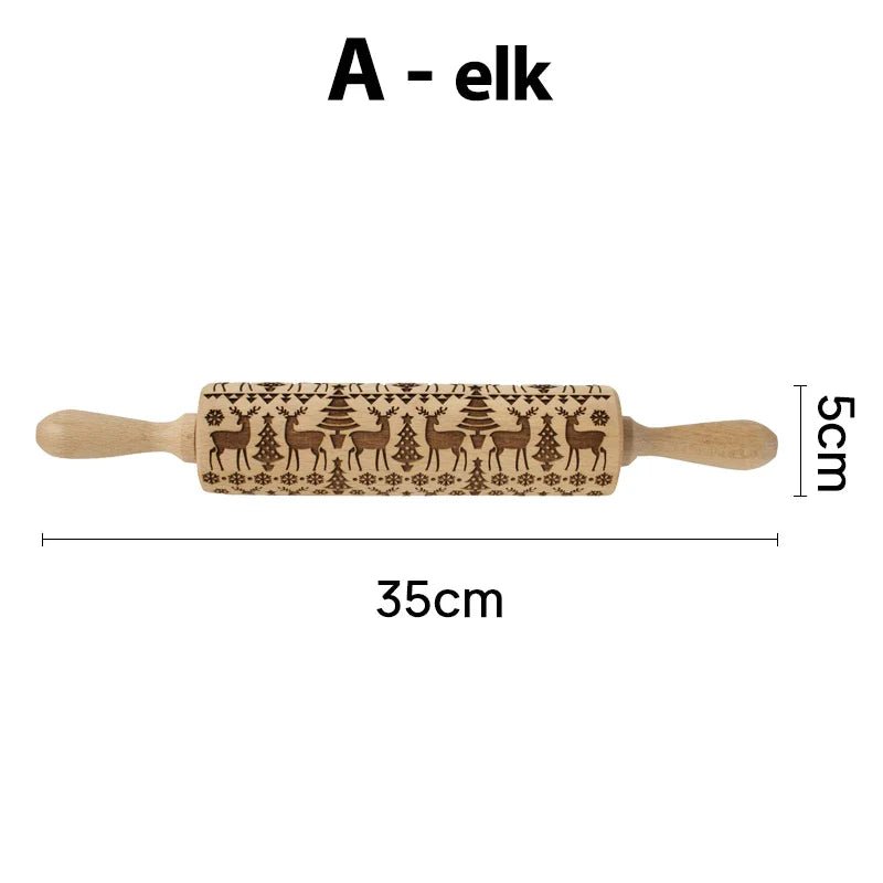 Christmas Rolling Pins - Snowflake Elk Patterned Roller - Cake Pops Parties